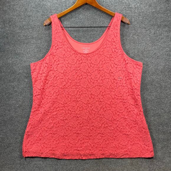 Lane Bryant Tank Top Women's Plus 22/24 Pink Floral Crochet Motif Allover Active - Picture 1 of 8